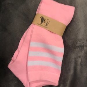 NWT pink/ white knee high winter socks